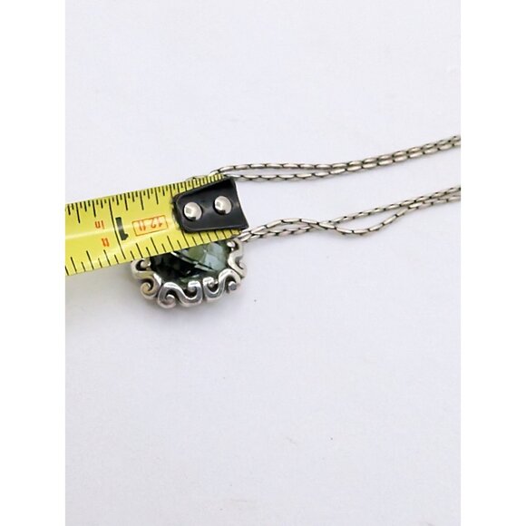 Brighton Necklace Danube Blue Faceted Pendant Crystal Silver Double Chain READ - Picture 7 of 10